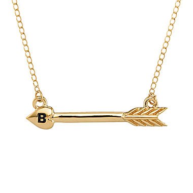 10K Yellow Gold Initial Arrow Necklace 