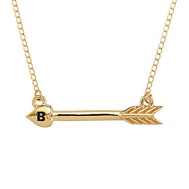 14K Yellow Gold Initial Arrow Necklace 