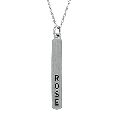 Sterling Silver Engraved Name Stick Pendant Necklace