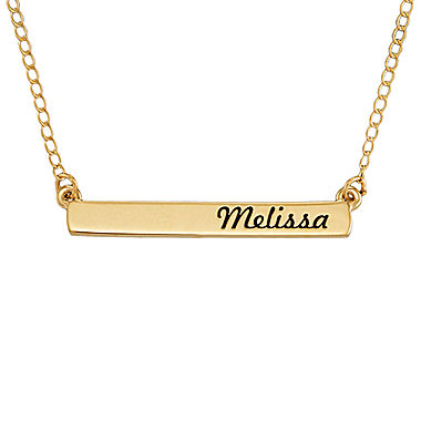 10K Yellow Gold Engraved Name Bar Necklace