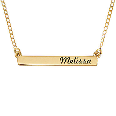 14K Yellow Gold Engraved Name Bar Necklace