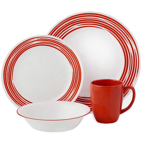 Corelle Boutique Brushed Red 16 pc Round Dinnerware Set