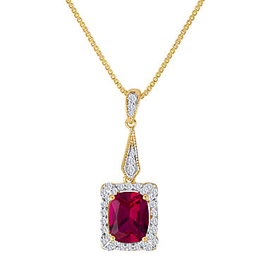 Lab-Created Ruby & White Sapphire 14K Gold