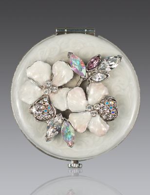 Kathleen Floral Cluster Compact - Crystal Pearl