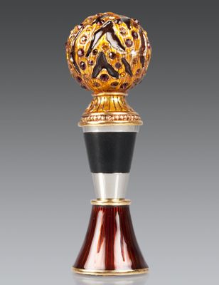 Toby Tiger Ball Wine Stopper & Stand - Amber