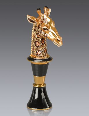 Ramone Giraffe Wine Stopper & Stand - Amber