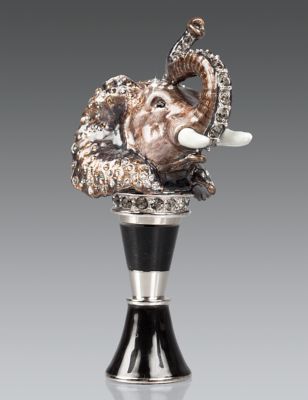 Emmet Elephant Wine Stopper & Stand - Amber