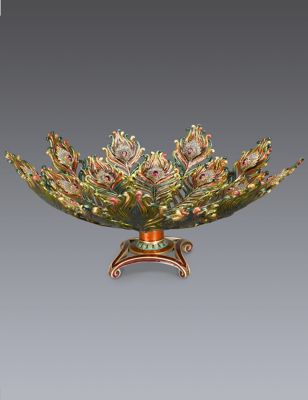 Hera Peacock Feather Bowl - Jewel