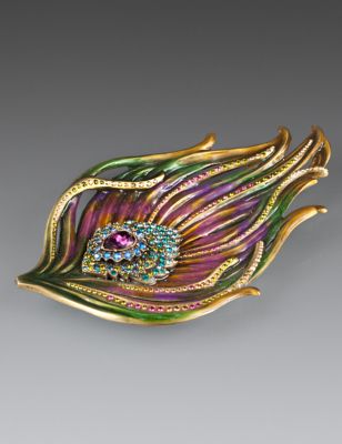 Antonia  Peacock Feather Tray - Peacock