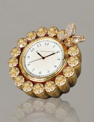 Maiti Flower Edge Butterfly Clock - Golden