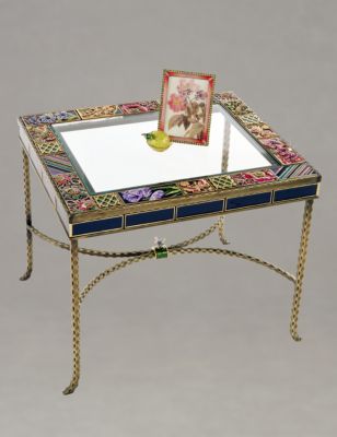 Jude Rectangular Bronze Tile Table - Flora