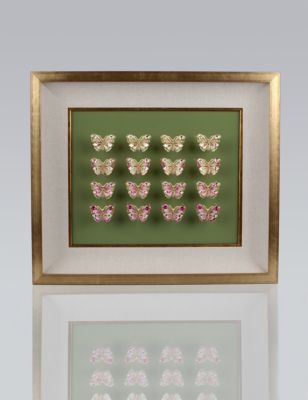 16-piece Butterfly Wall Objet - Rose Celadon