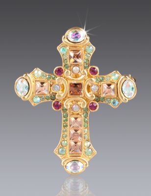 Christian Cross Pin/Pendant - Winter Garden