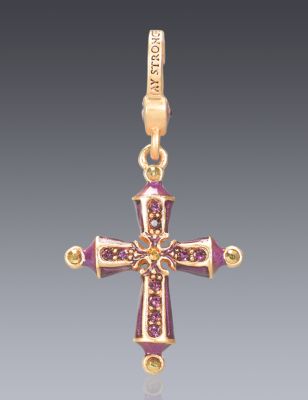 February Birthstone Cross Charm