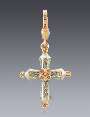 March Birthstone Cross Charm