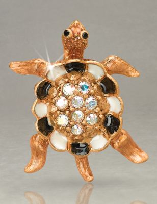 George Turtle with Pave Shell Tack Pin - Flora