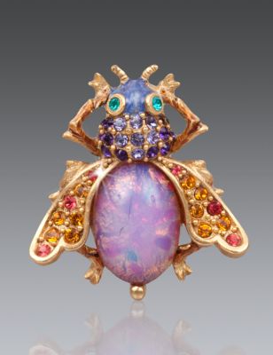 Luz Bejeweled Fly Pin - Opal