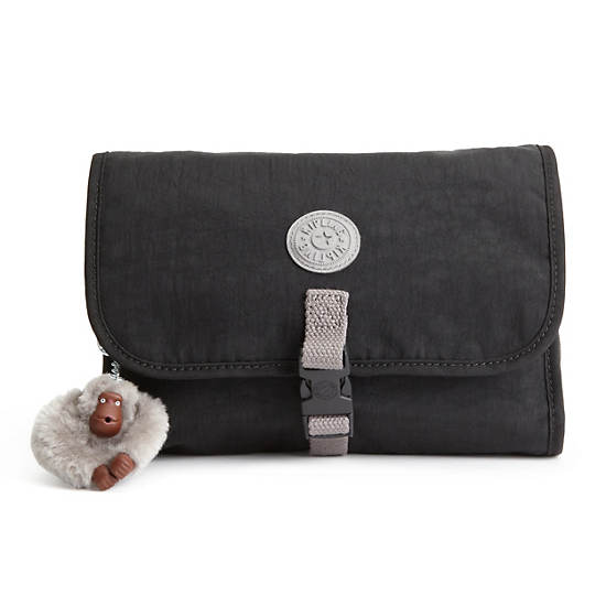 FLAX HANGING TOILETRY BAG,Black Mink Trim,large