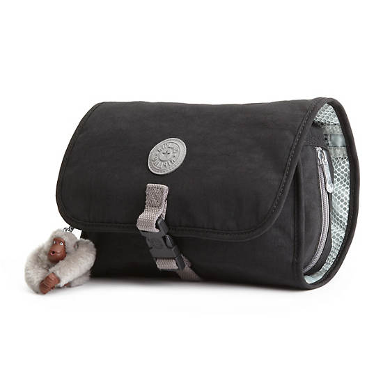 FLAX HANGING TOILETRY BAG,Black Mink Trim,large