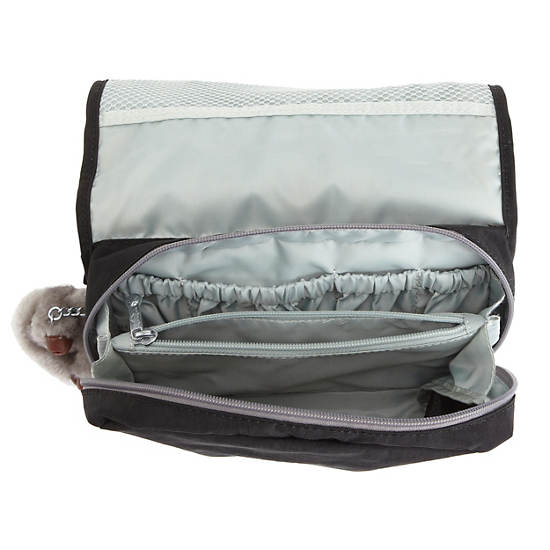 FLAX HANGING TOILETRY BAG,Black Mink Trim,large