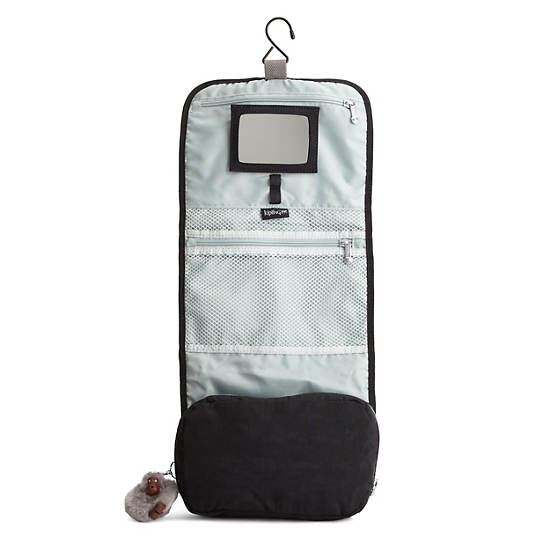 FLAX HANGING TOILETRY BAG,Black Mink Trim,large