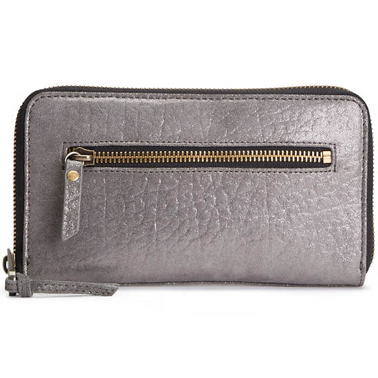 Alvis Leather Wallet,Silver Leaf Metallic,large