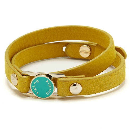 Leather Bracelet,Yellow,large