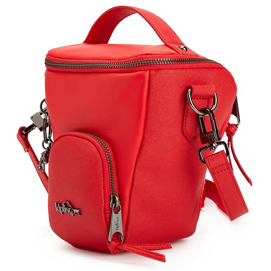 LEATHER CAMERA BAG,Raspberry Leather,large