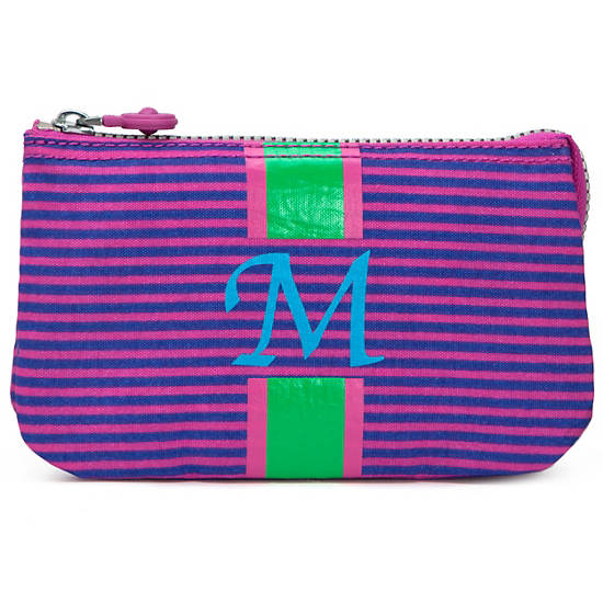 Creativity Large Pouch With Initial,Orchid Stripe,large