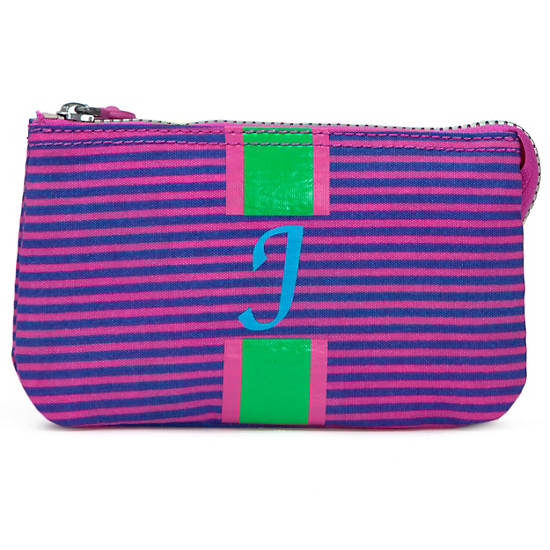 Creativity Large Pouch With Initial,Orchid Stripe,large