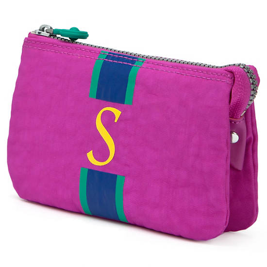 Creativity Large Pouch With Initial,Pink Orchid Multi,large