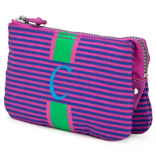 Creativity Large Pouch With Initial,Orchid Stripe,large
