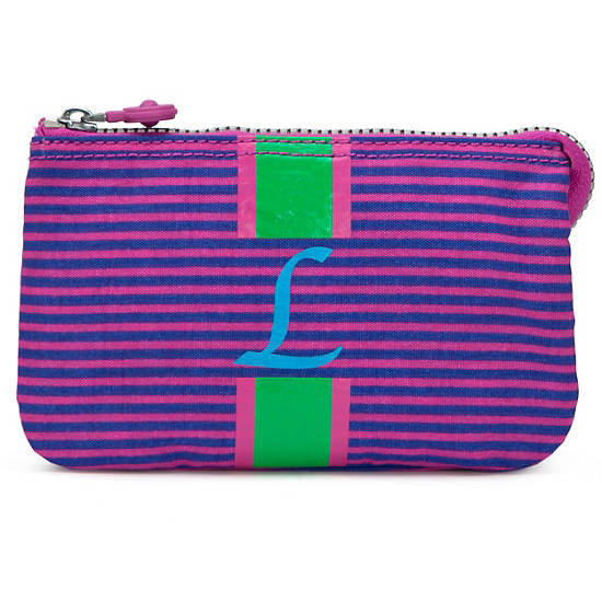 Creativity Large Pouch With Initial,Orchid Stripe,large