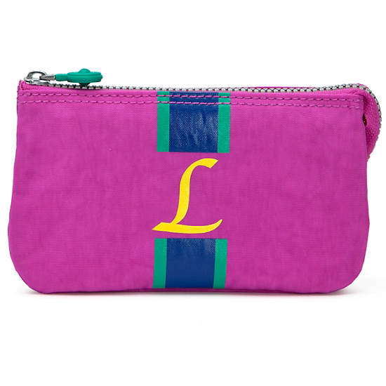 Creativity Large Pouch With Initial,Pink Orchid Multi,large