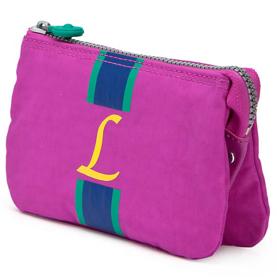 Creativity Large Pouch With Initial,Pink Orchid Multi,large