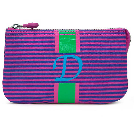 Creativity Large Pouch With Initial,Orchid Stripe,large