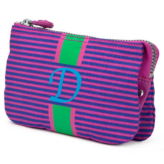 Creativity Large Pouch With Initial,Orchid Stripe,large