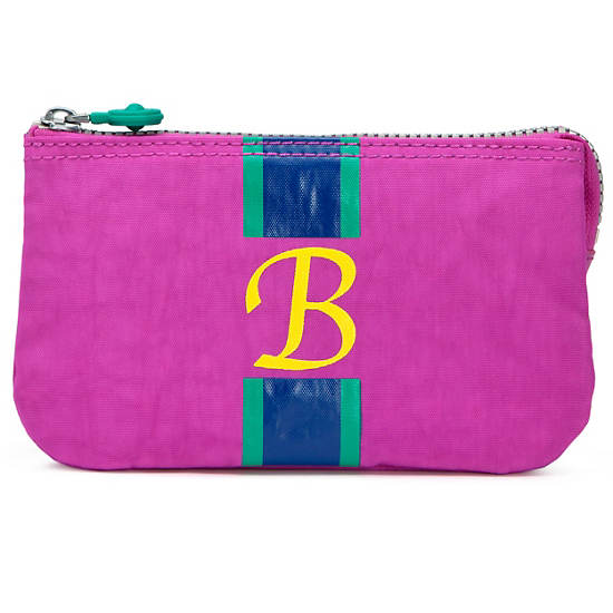 Creativity Large Pouch With Initial,Pink Orchid Multi,large