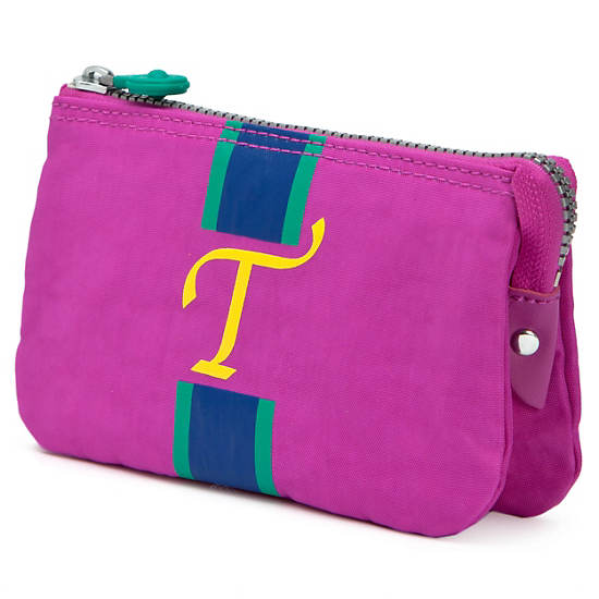 Creativity Large Pouch With Initial,Pink Orchid Multi,large