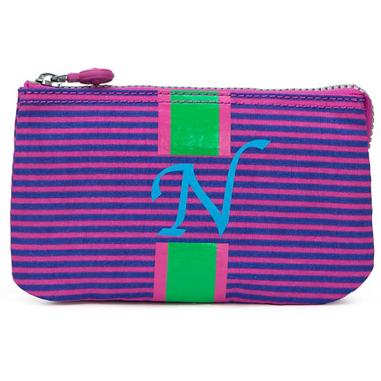 Creativity Large Pouch With Initial,Orchid Stripe,large