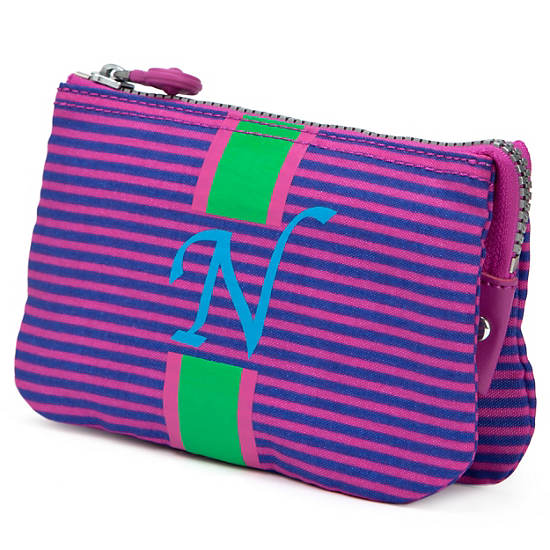 Creativity Large Pouch With Initial,Orchid Stripe,large
