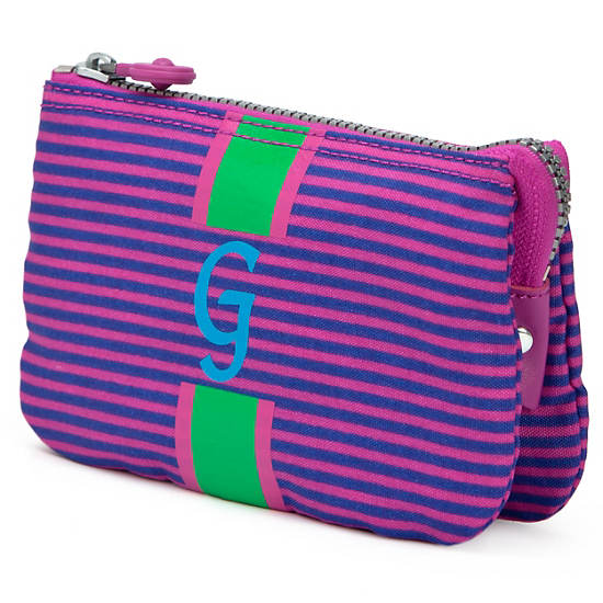 Creativity Large Pouch With Initial,Orchid Stripe,large