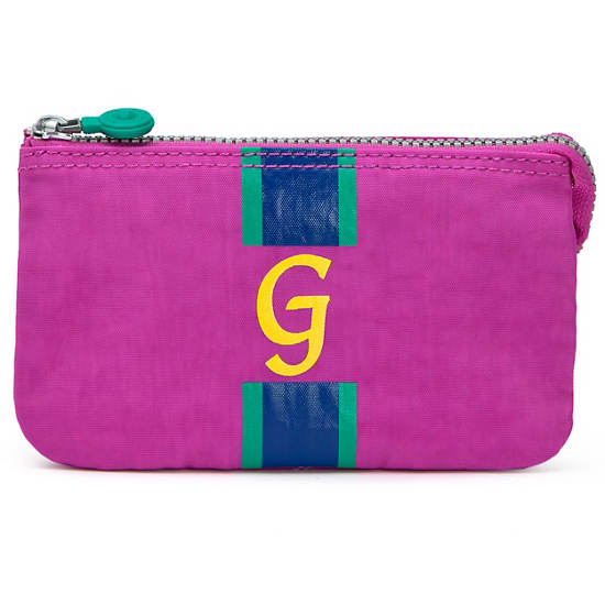 Creativity Large Pouch With Initial,Pink Orchid Multi,large