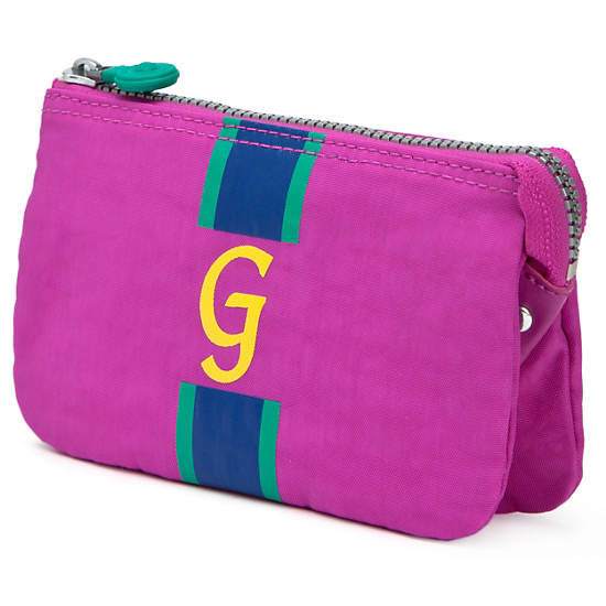 Creativity Large Pouch With Initial,Pink Orchid Multi,large