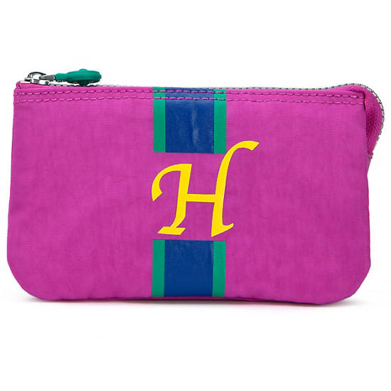 Creativity Large Pouch With Initial,Pink Orchid Multi,large