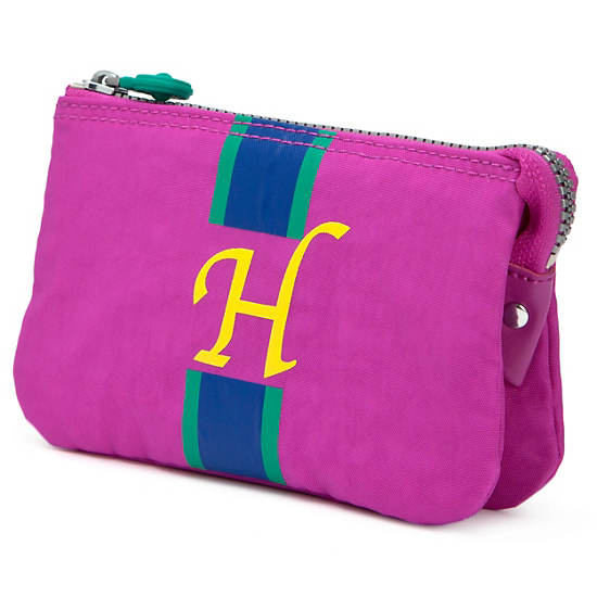 Creativity Large Pouch With Initial,Pink Orchid Multi,large
