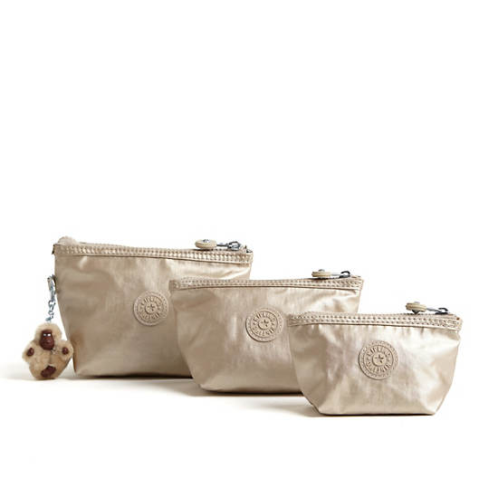 Chrissa Metallic Pouch 3-Pack,Toasty Gold,large