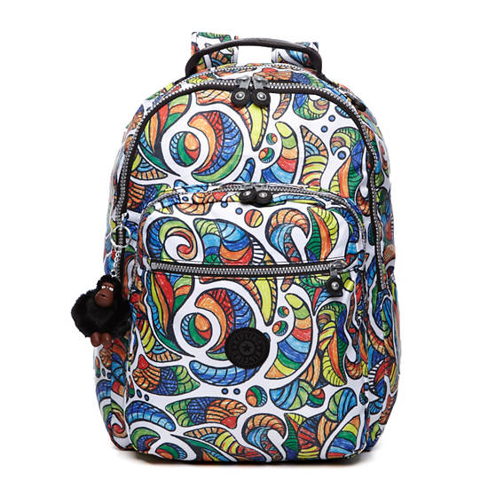 Seoul Large Printed Laptop Backpack,Rustic Plaid,large