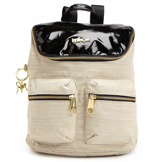 SHACKI PATENT BACKPACK,Black Patent/Linen Combo,large