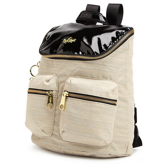 SHACKI PATENT BACKPACK,Black Patent/Linen Combo,large